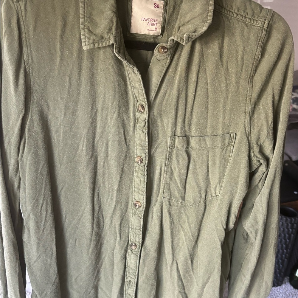 Army Green Button-Up Shirt